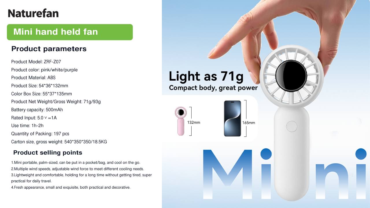 Mini hand held fan
