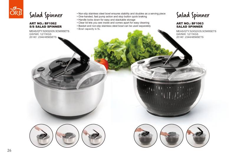 ART NO.: BF1062 S/S SALAD SPINNER