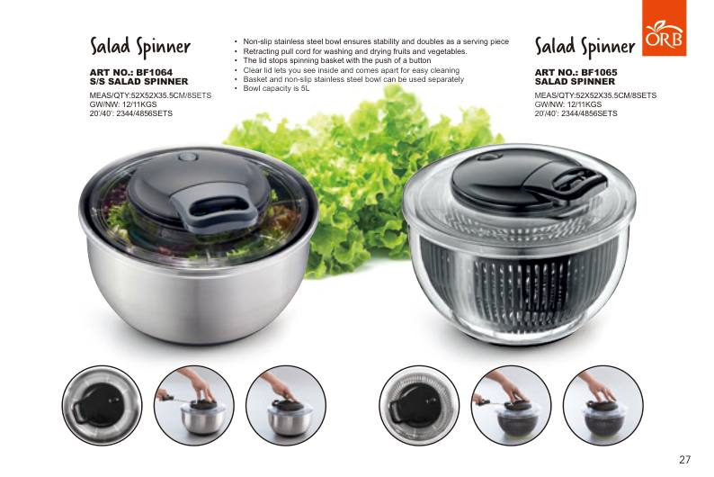 ART NO.: BF1064 S/S SALAD SPINNER